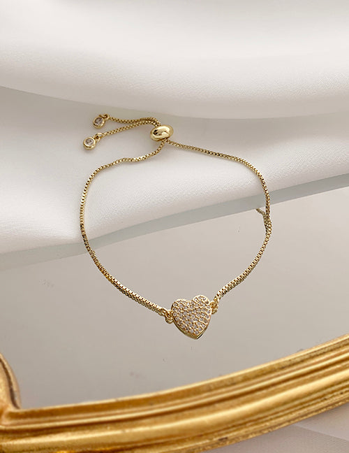 Golden Copper Heart Beaded Bracelet