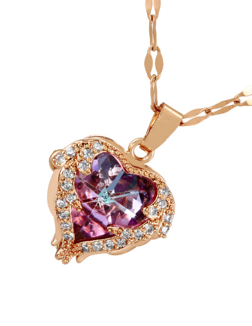 Rose Gold Titanium Steel Heart Pendant Necklace