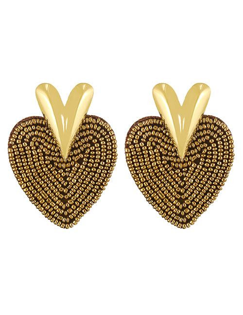 Bead Heart Stud Earrings