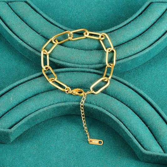 Gold Titanium Steel Geometric Chain Bracelet