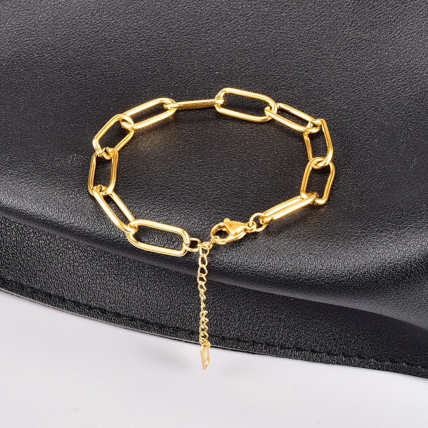 Gold Titanium Steel Geometric Chain Bracelet