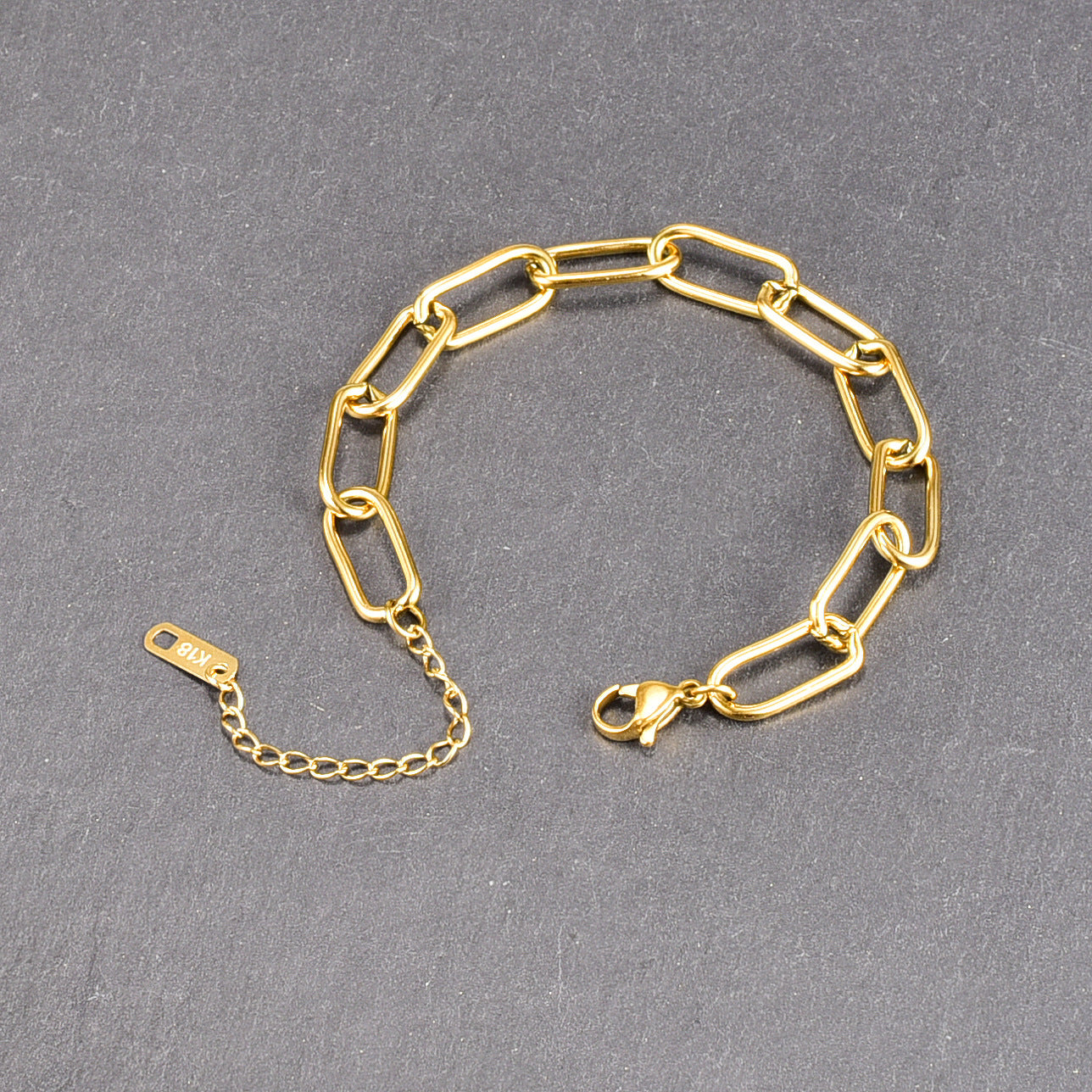 Gold Titanium Steel Geometric Chain Bracelet