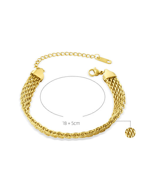 Titanium Steel Gold Plated Braided Twist Bracelet