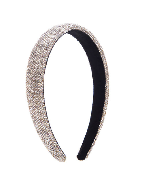 White Geometric Rhinestone Wide Headband