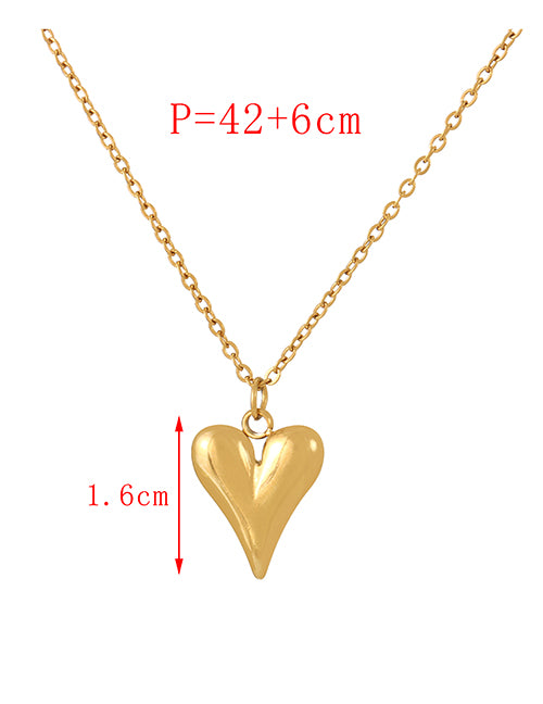 Gold Titanium Steel Heart Pendant Necklace